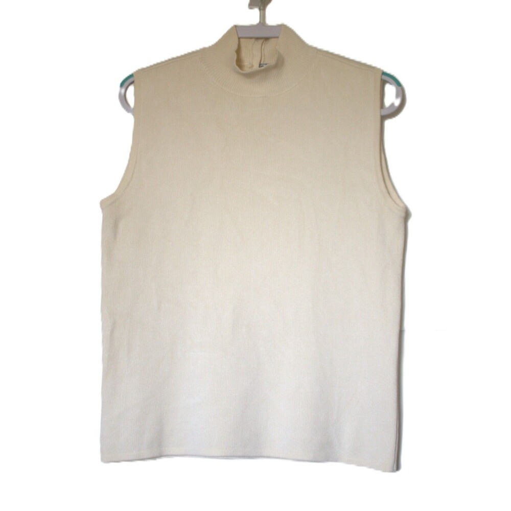 Carlisle Sport Turtleneck Ribbed Sleeveless Sweater Silk Blend‎ Women Size US XL
